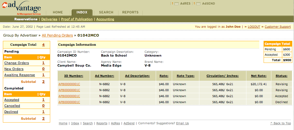 AP Advantage Screen